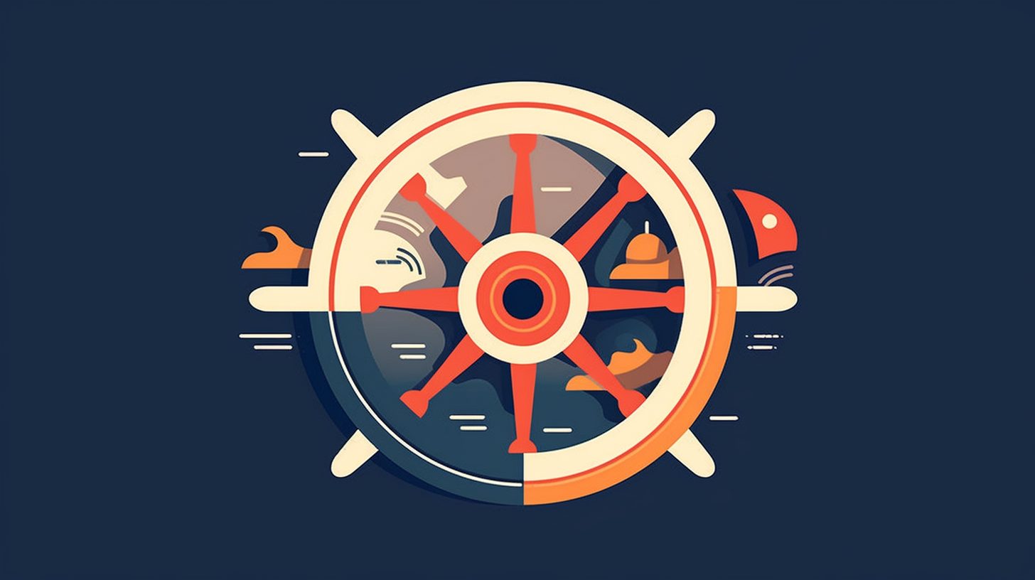 A kubernetes ship wheel flat illustration for codabase