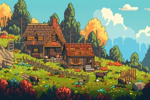 2D RPG pleasant house on a farm hill