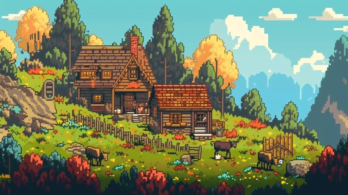 2D RPG pleasant house on a farm hill