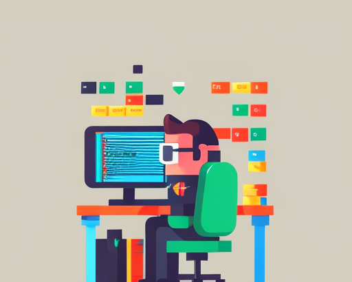 A programmer coding at his computer flat illustration for codabase