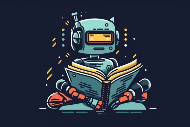 robot reading a book flat icon codabase