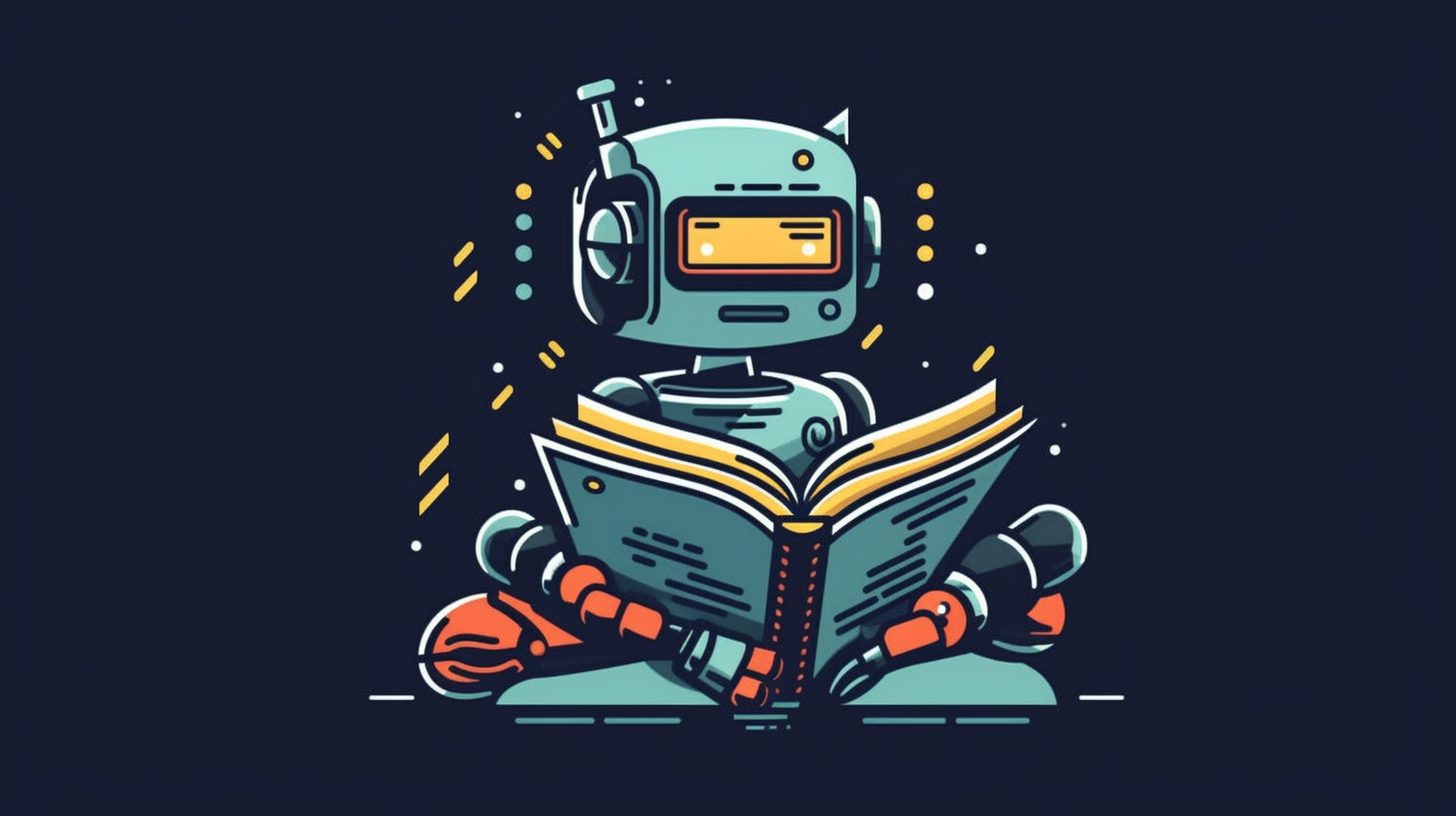robot reading a book flat icon codabase