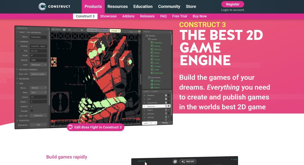 construct 2 game engines for beginners web screenshot codabase
