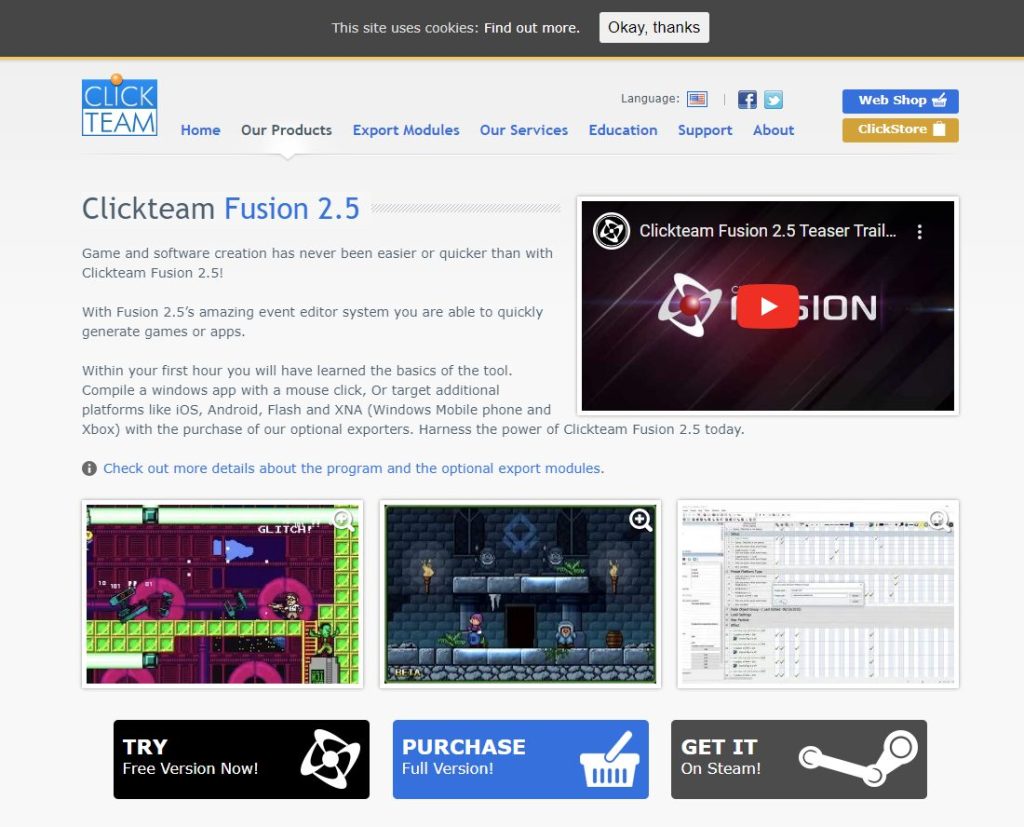 click team fusion game development web screenshot